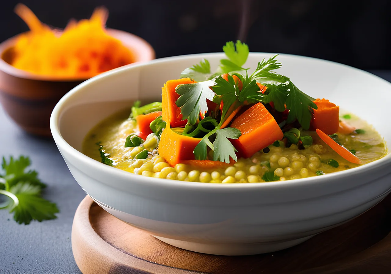 Kitchari with Chili Oil-Coriander Topping