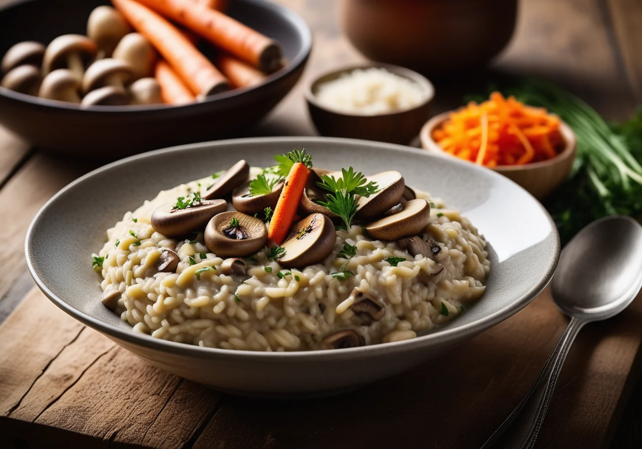 Mushroom Risotto with Leeks and Carrots