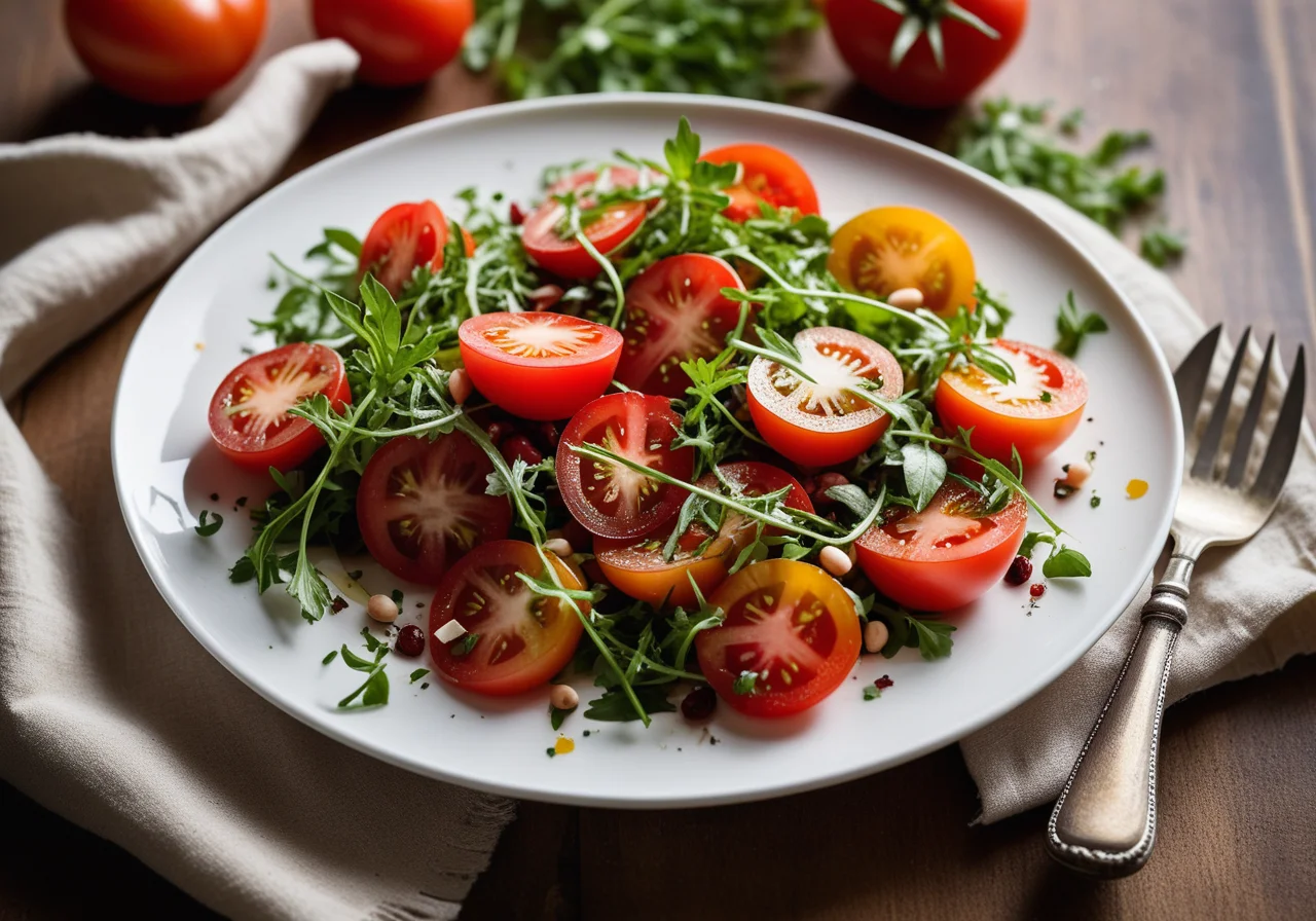 Cress Tomato Salad with Green Beans and Parmesan