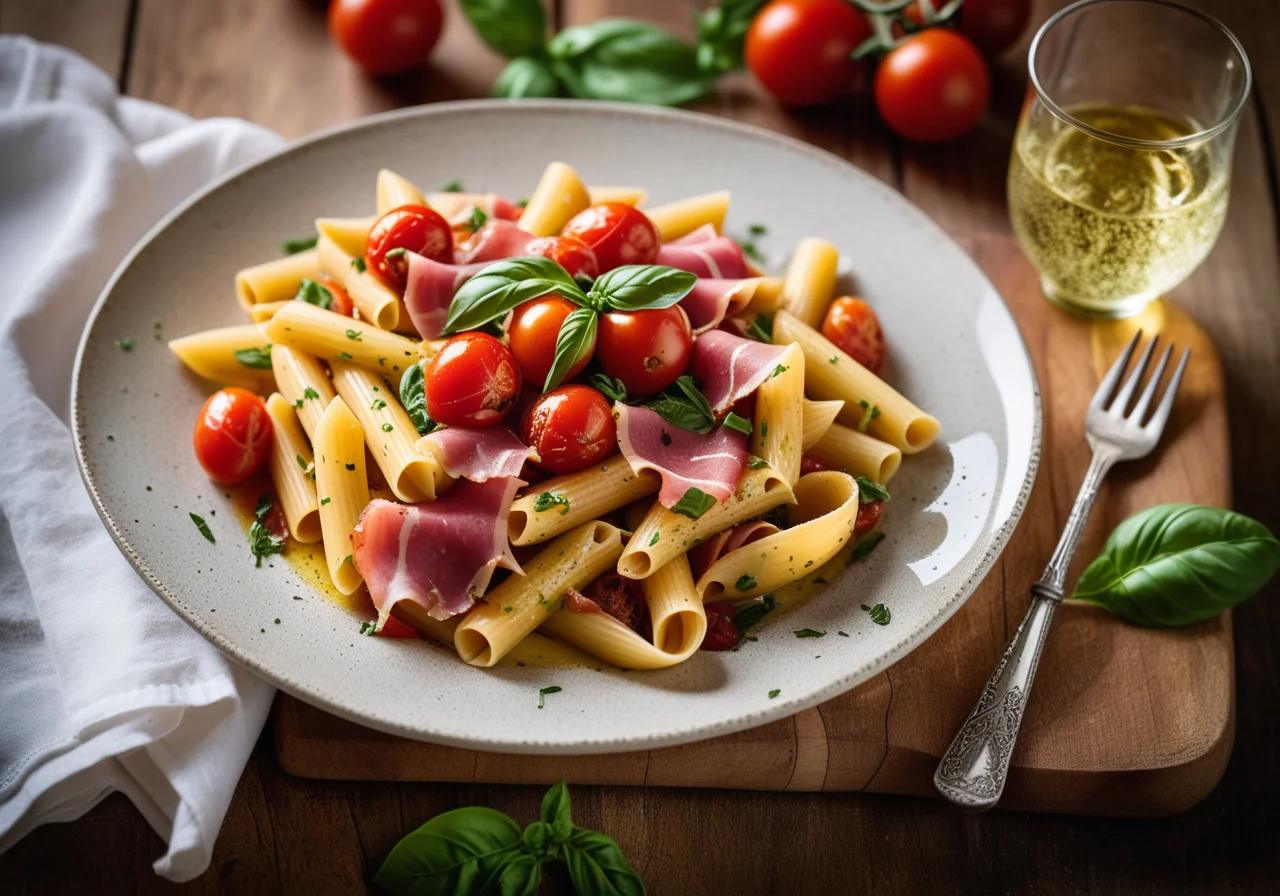 Pasta with Ham and Tomatoes