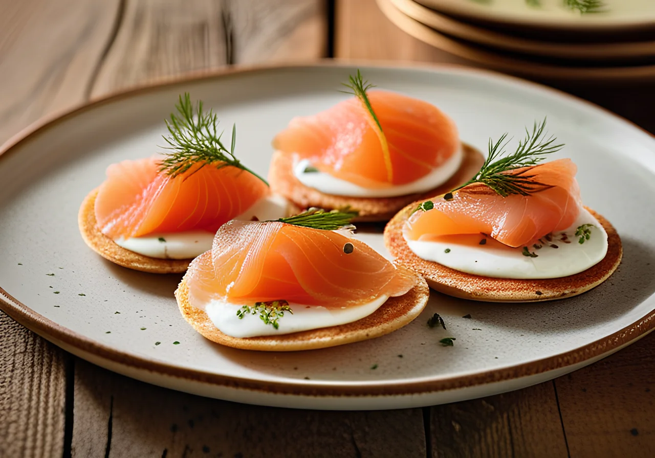 Blinis with Diced Salmon