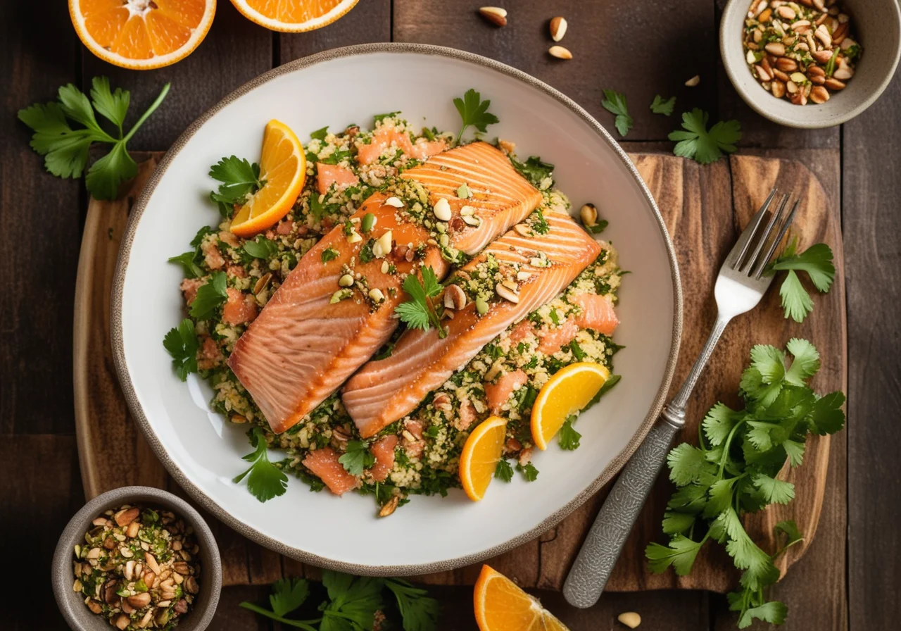 Bulgur Salmon Salad with Oranges
