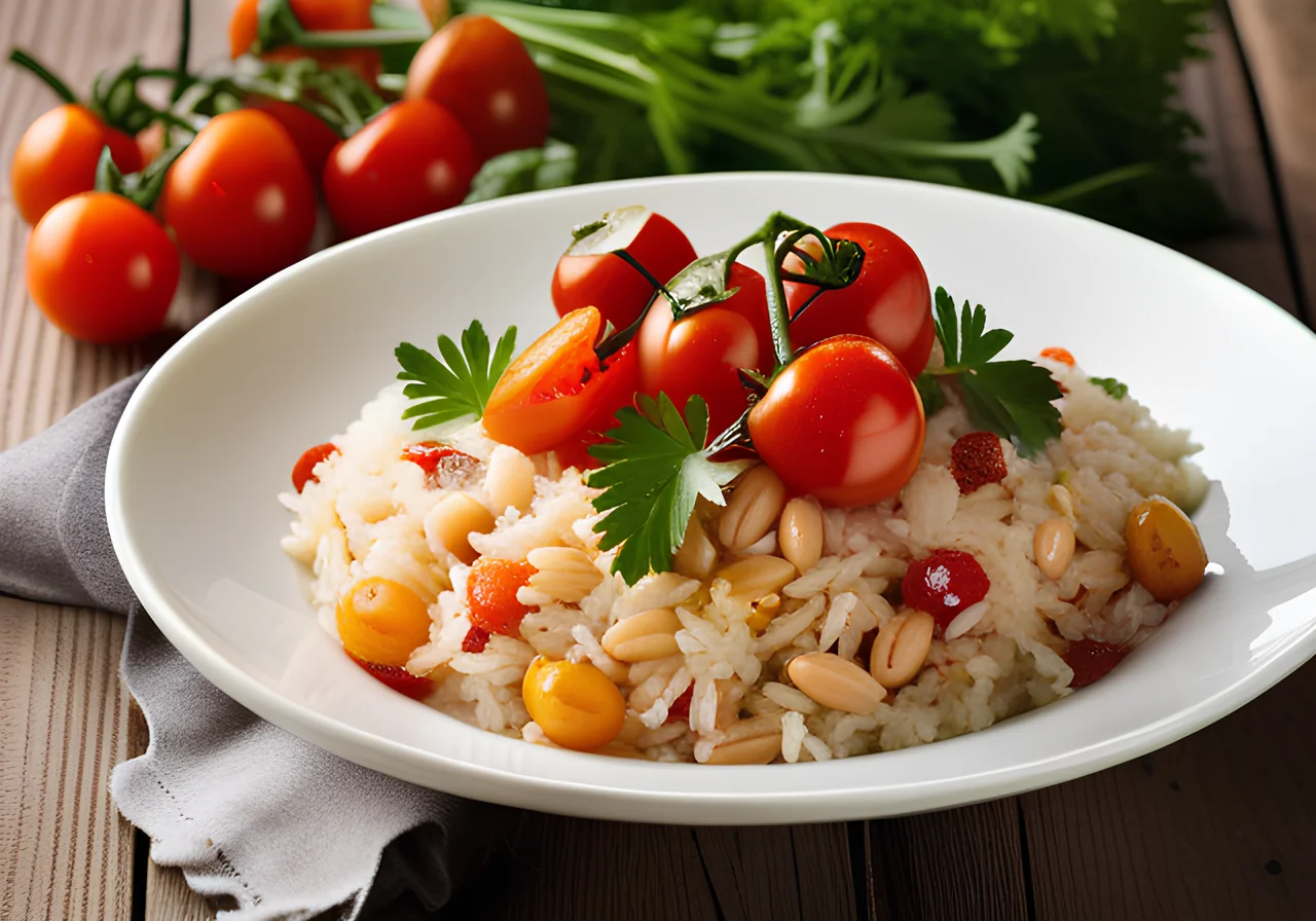 One-Pot Rice with Tomatoes, White Beans and Parmesan