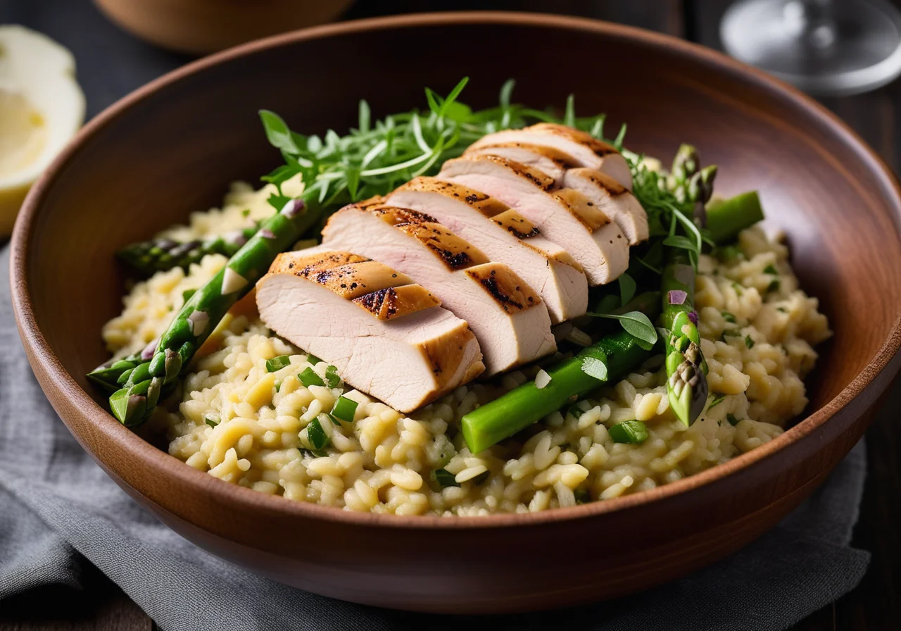 Pea and Bean Risotto with Chicken