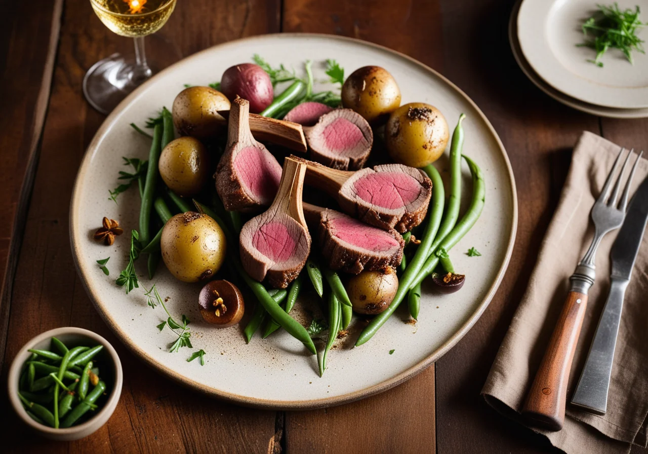 Lamb chops with fried garlic