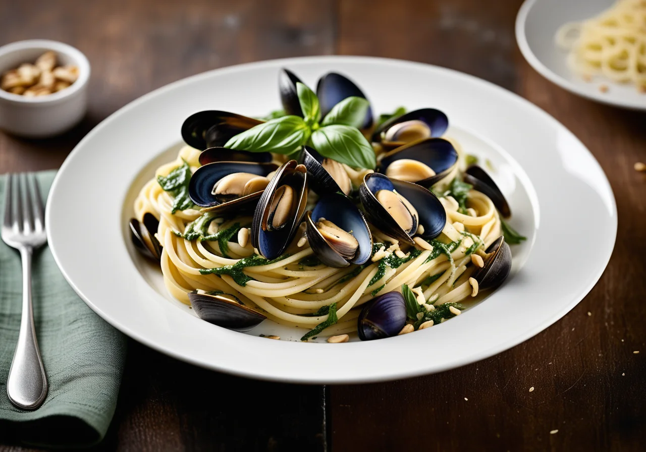 Pasta with Basil and Mussels