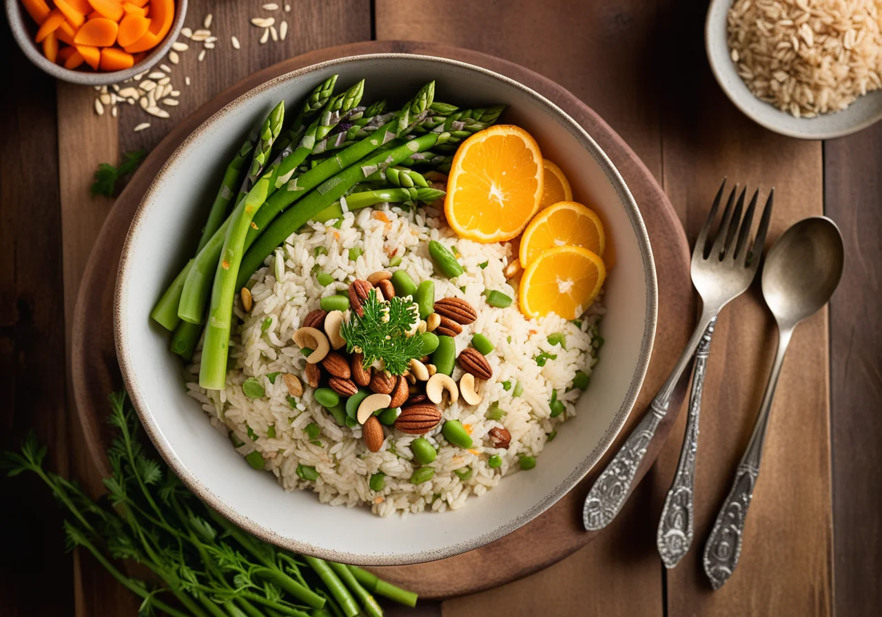 Mixed Spring Vegetables with Nut Rice