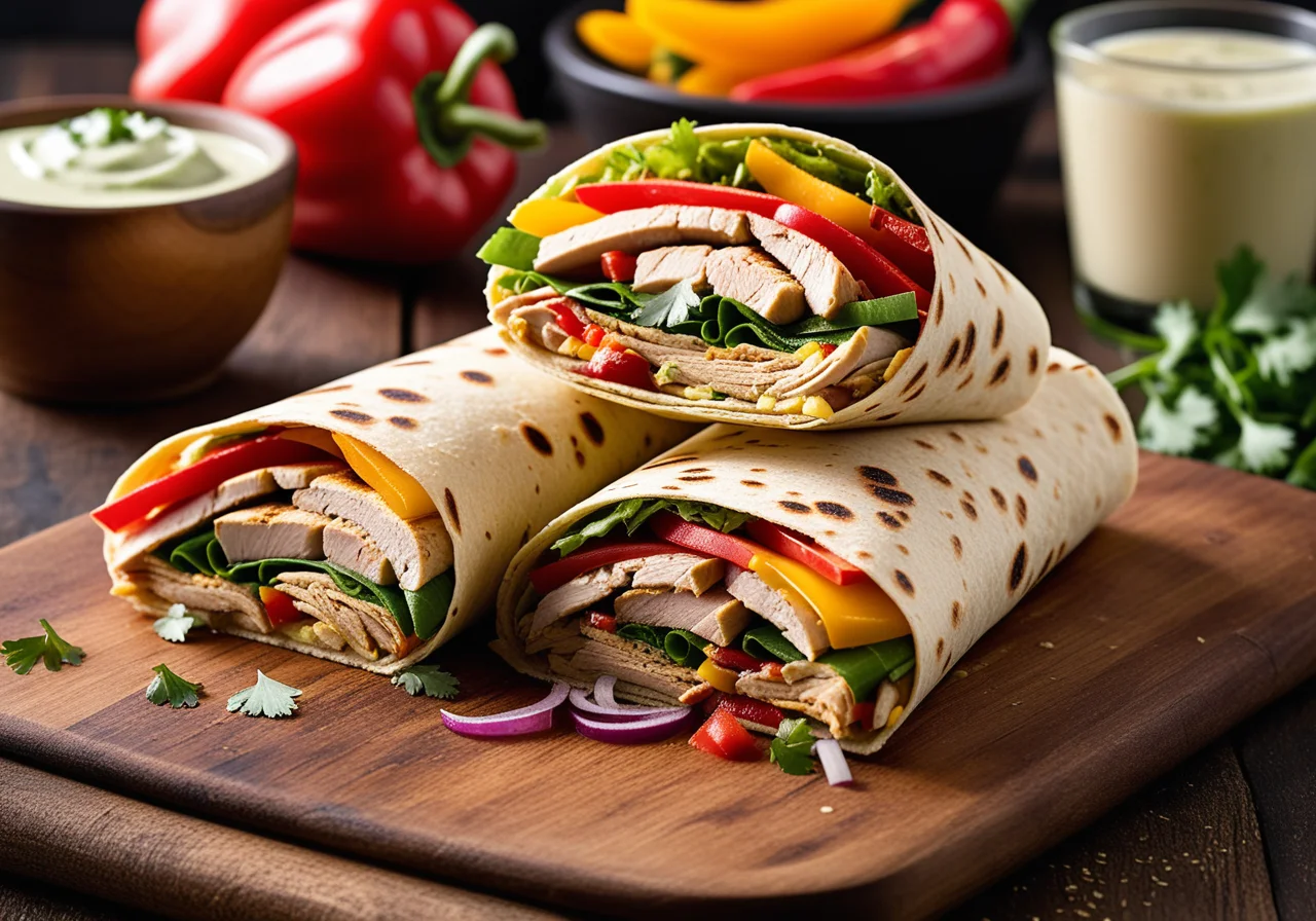 Weizentortilla mit Hähnchenfüllung