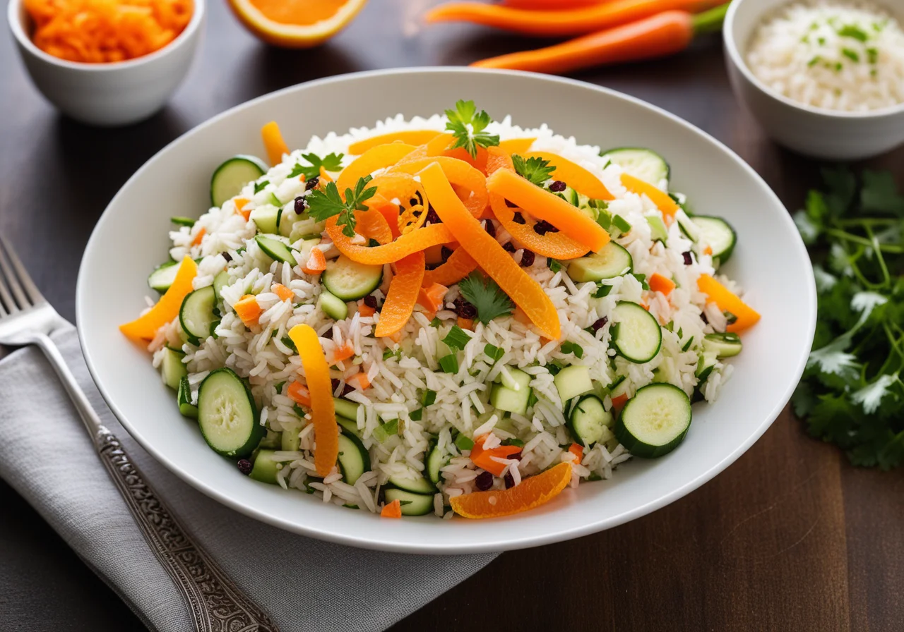 Spicy Rice Salad with Vegetables and Raisins