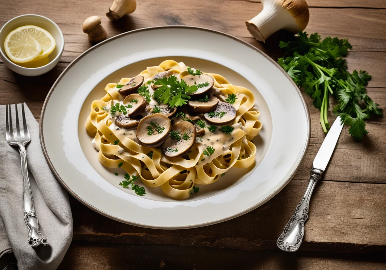 Pasta with Mushroom Cream Sauce