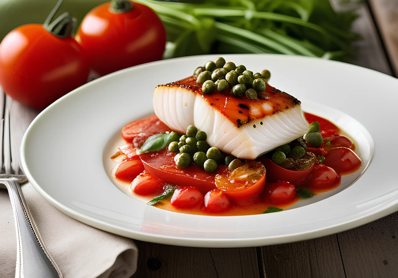 Cod Fillets in Tomato-Leek-Caper Sauce
