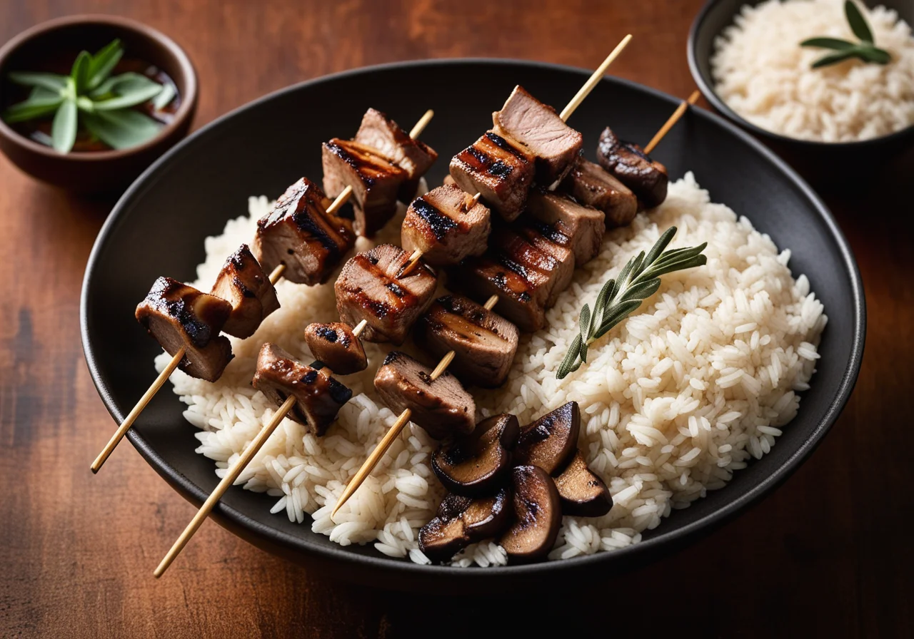 Meat Skewers with Mushrooms