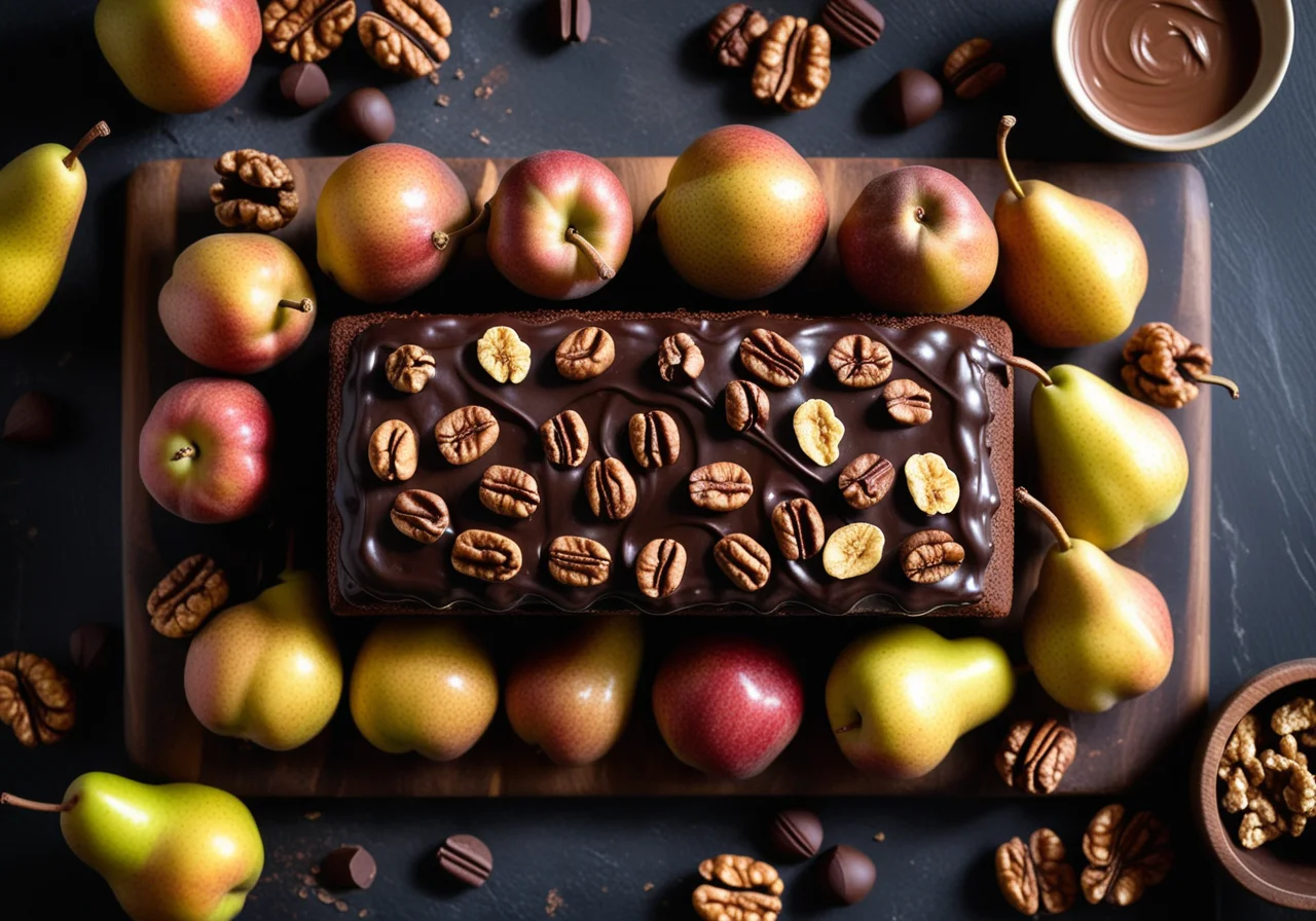 Pear Chocolate Cake with Nuts