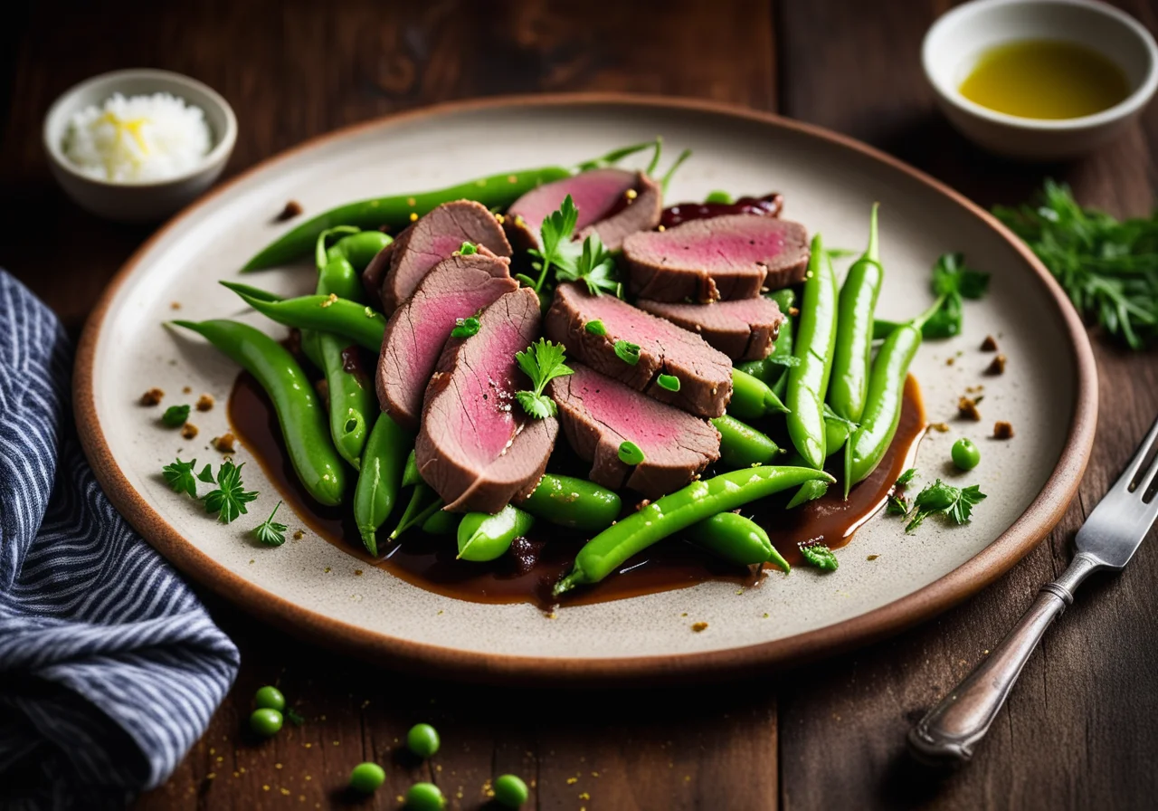 Sugar Snap Peas with Veal Liver