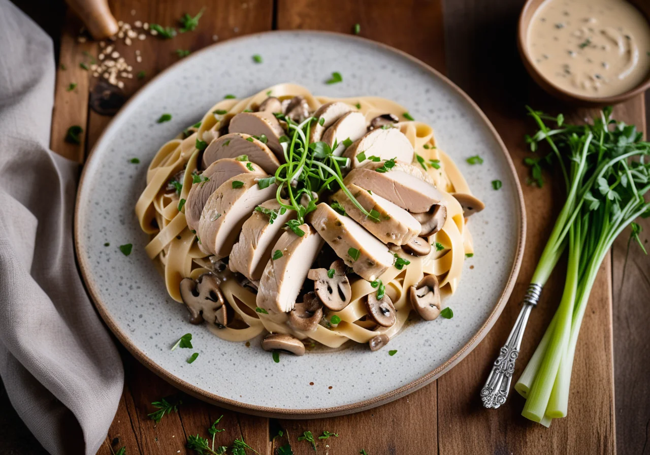 Chicken Strips in Gorgonzola Cream with Pasta
