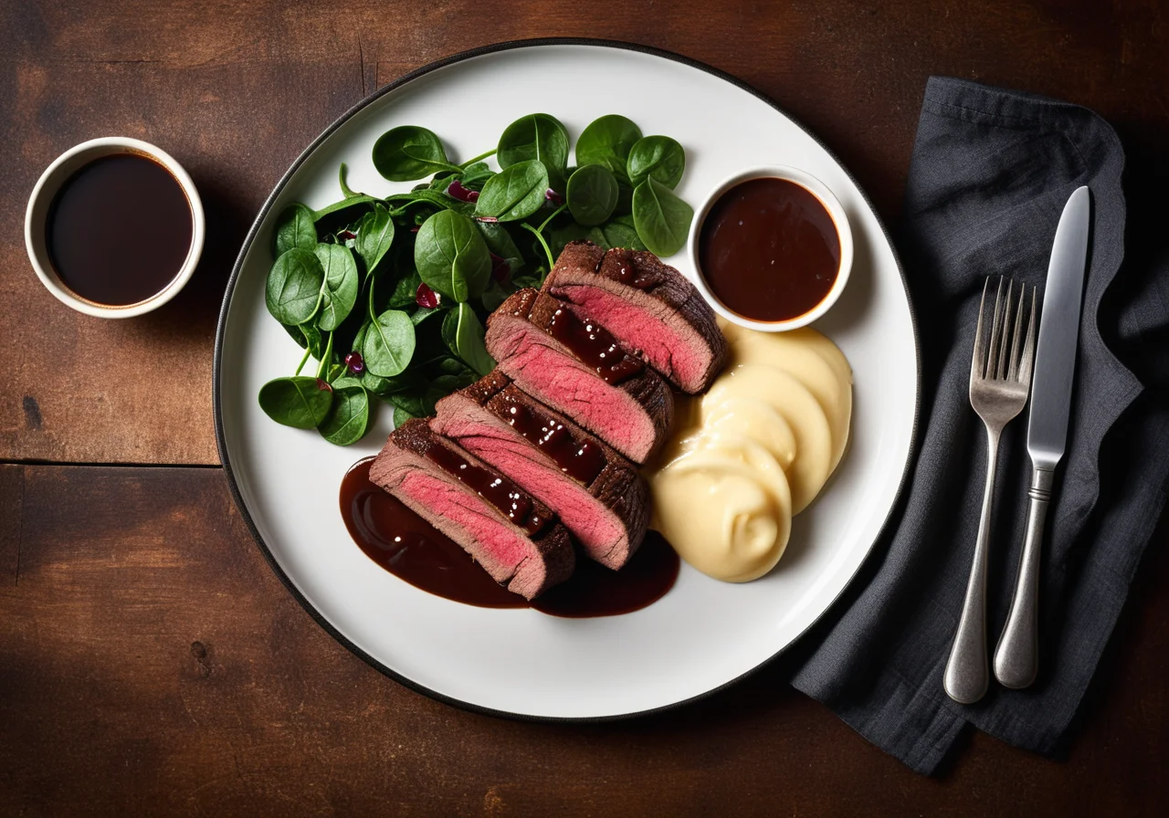 Beef Steak with Dark Sauce (Steak Diane)