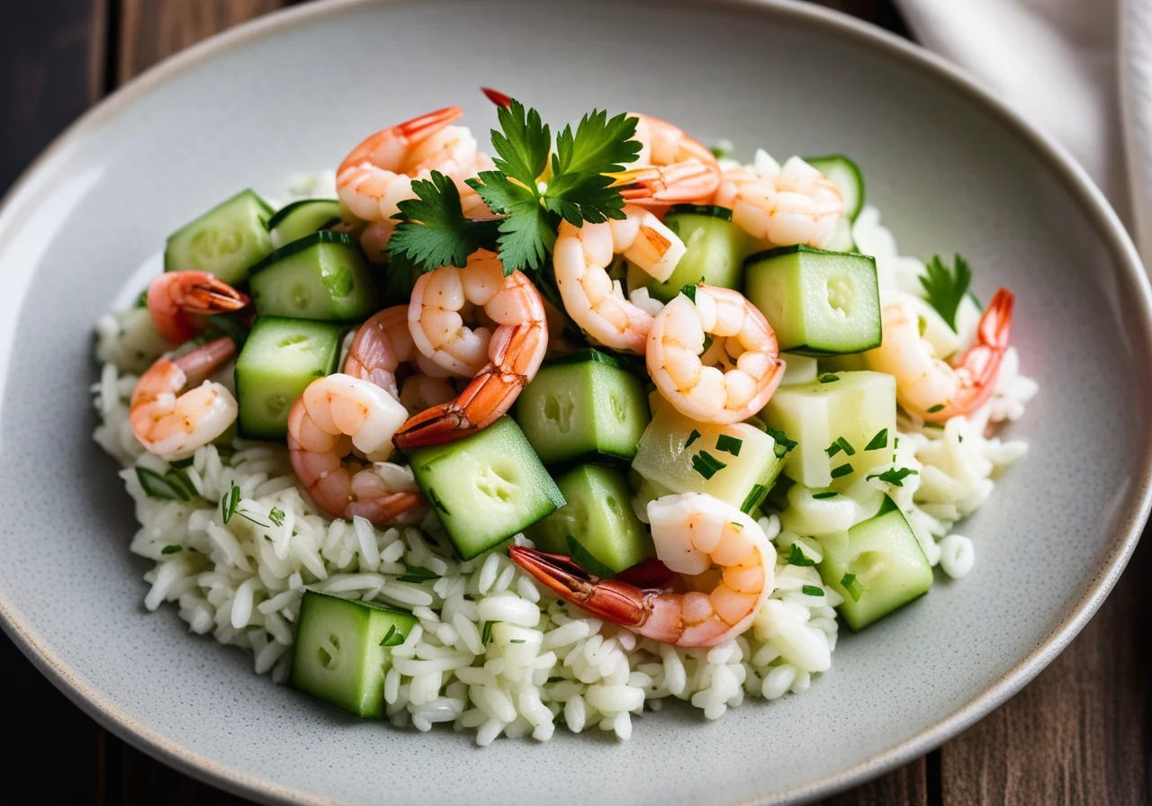 Rice Cucumber Salad with Shrimp