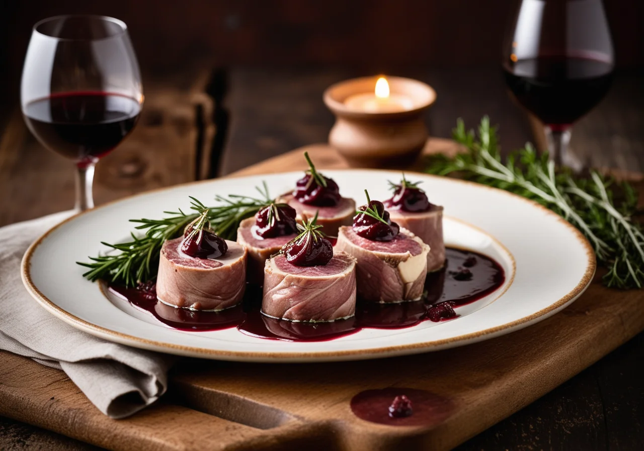Italian-Style Veal Roulades with Mushroom Red Wine Sauce