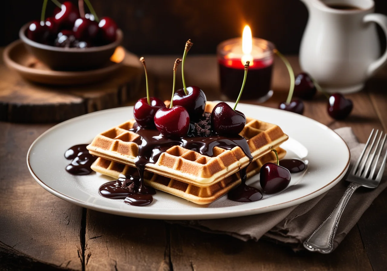 Schmandwaffeln mit Kirschsauce