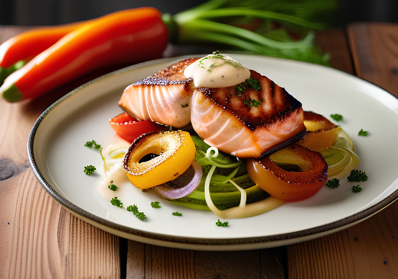 Salmon with Leek Vegetables