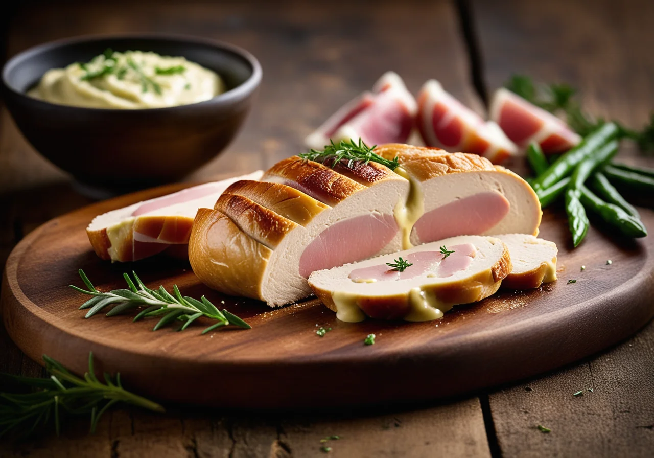 Stuffed Chicken Breast Fillet with Ham and Celery Puree