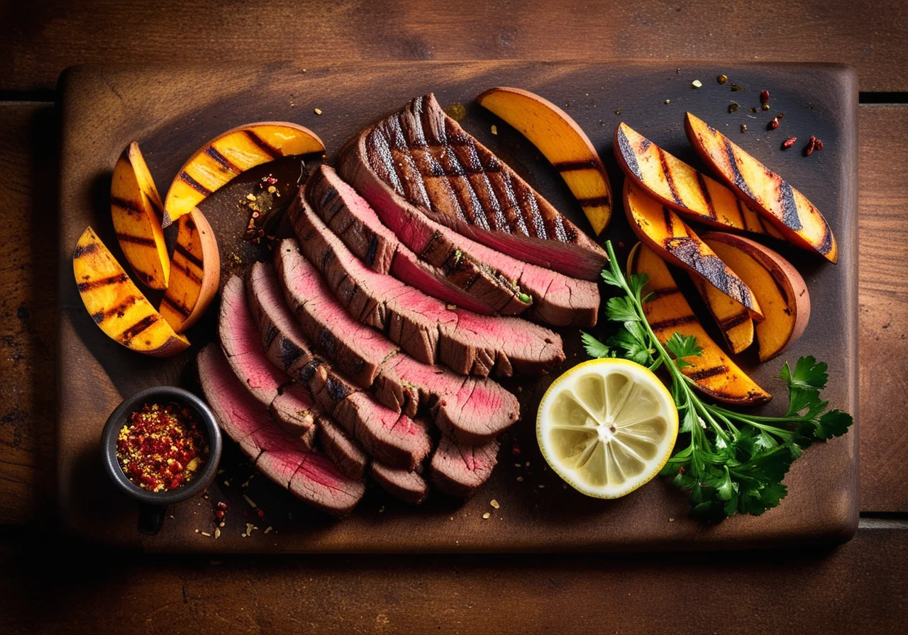 Grilled Steak with Potato Wedges