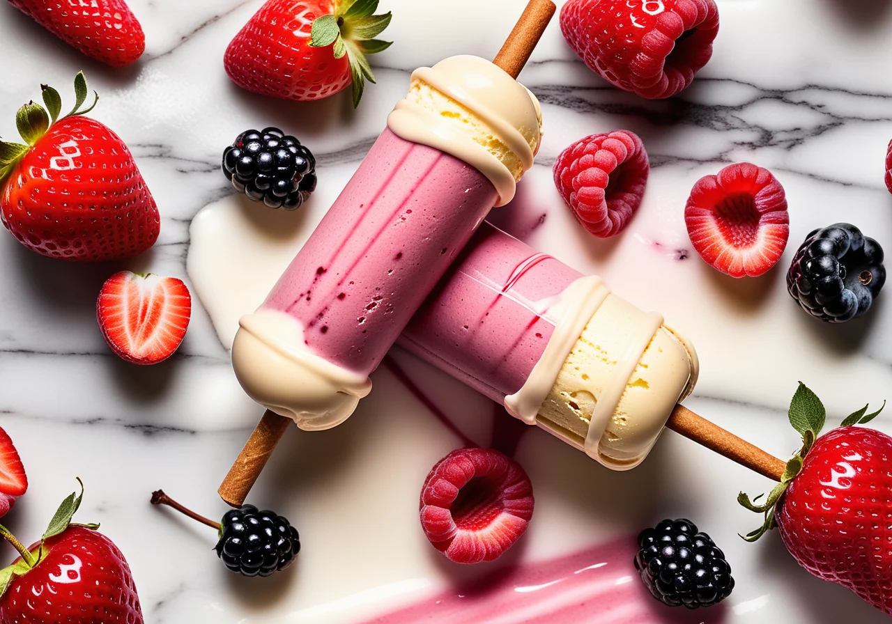 Berry Stick Ice Cream with Cream Cheese