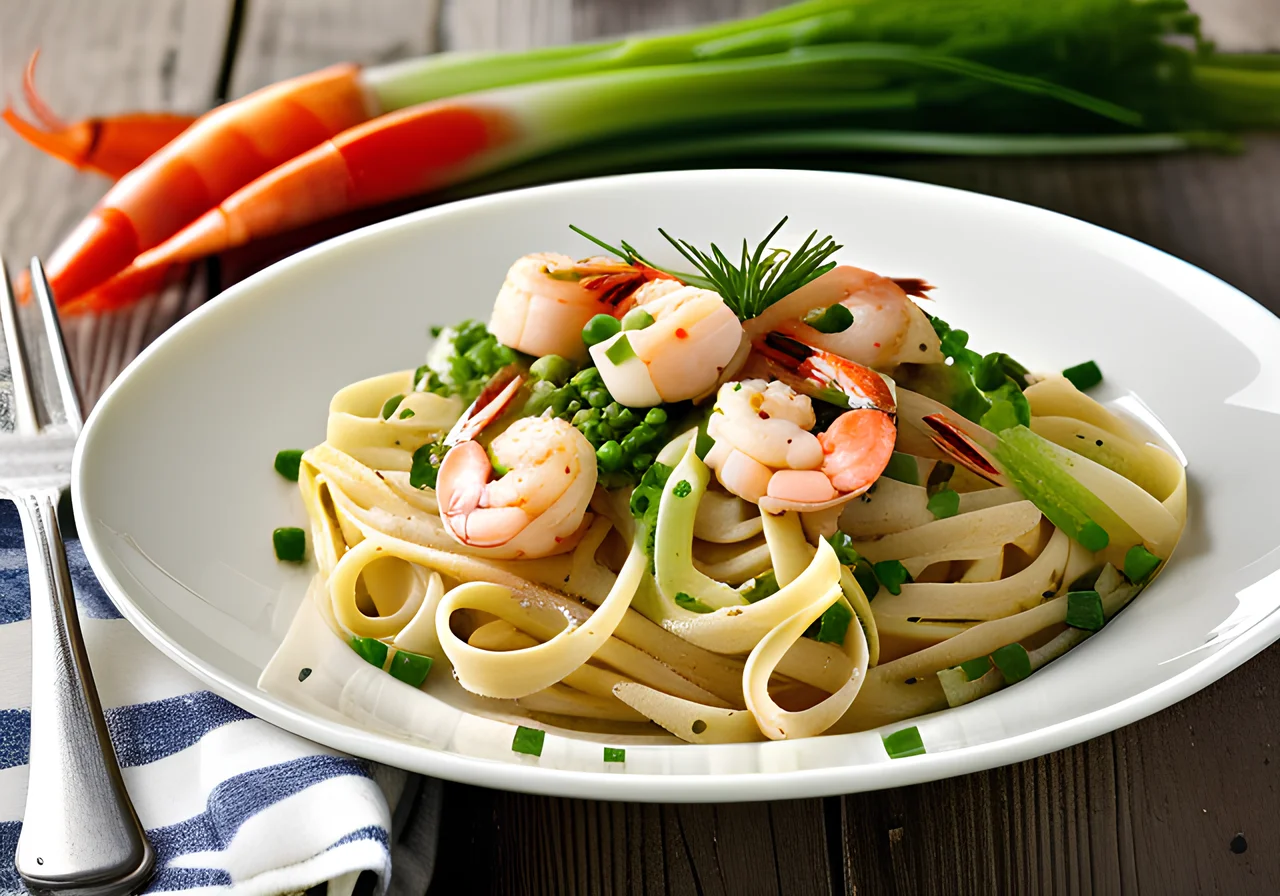 Linguine with Shrimp and Celery