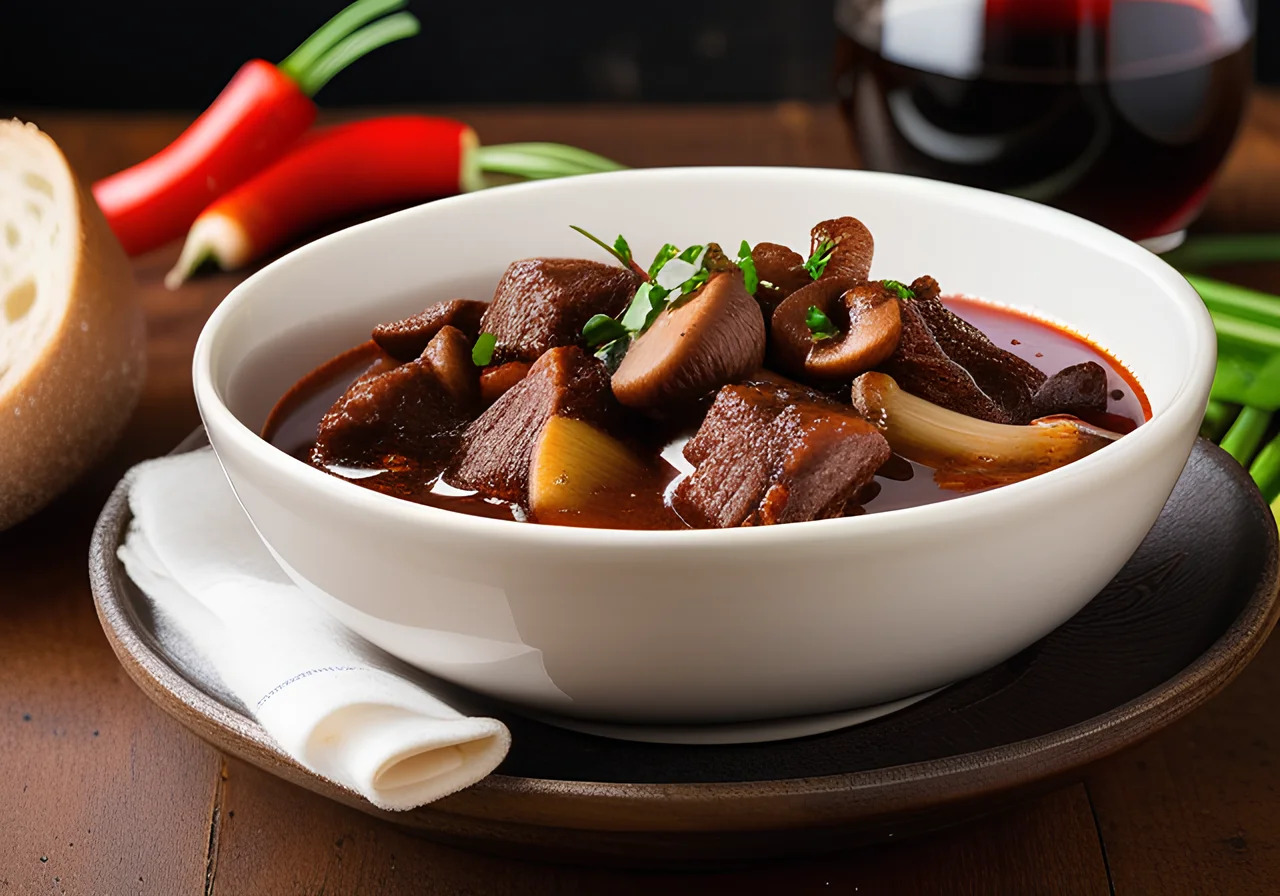 Red Wine Goulash with Shallots and Mushrooms