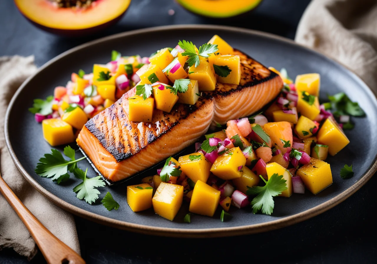 Salmon with Fruity Mango Sauce