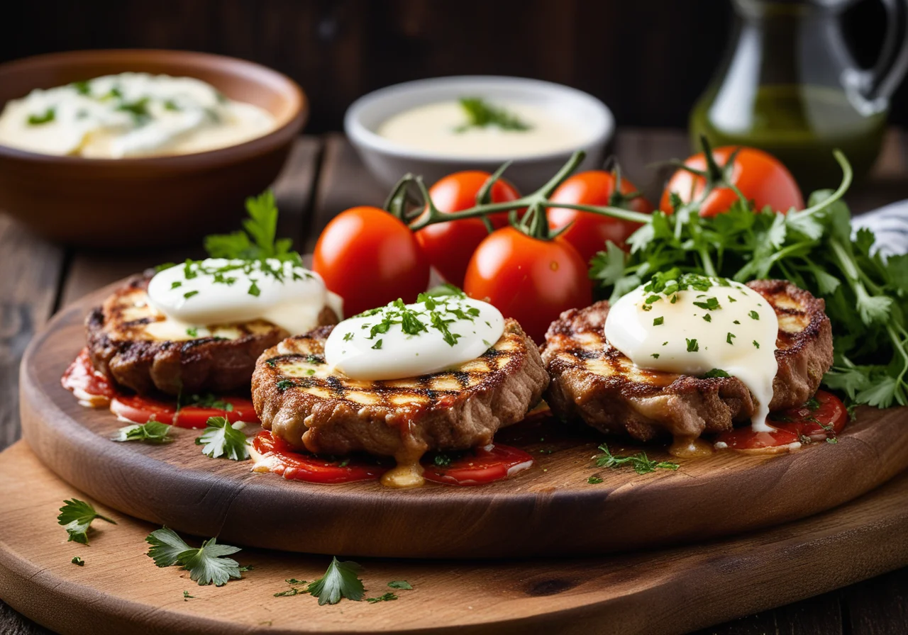 Grilled Veal Cutlets with Cheese Filling
