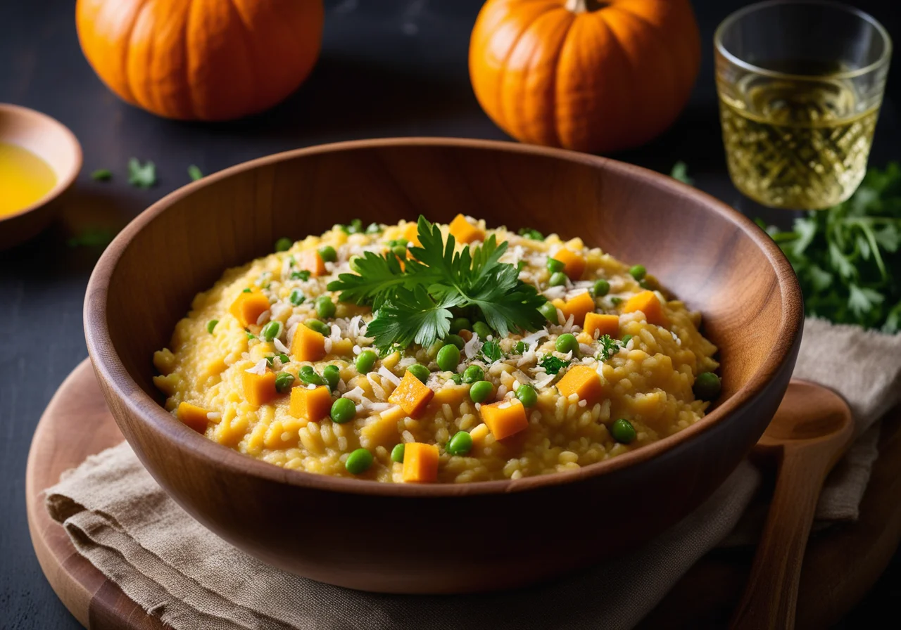 Pumpkin Risotto with Peas