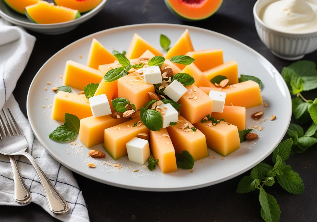 Melon-Mozzarella Salad with Toasted Almonds