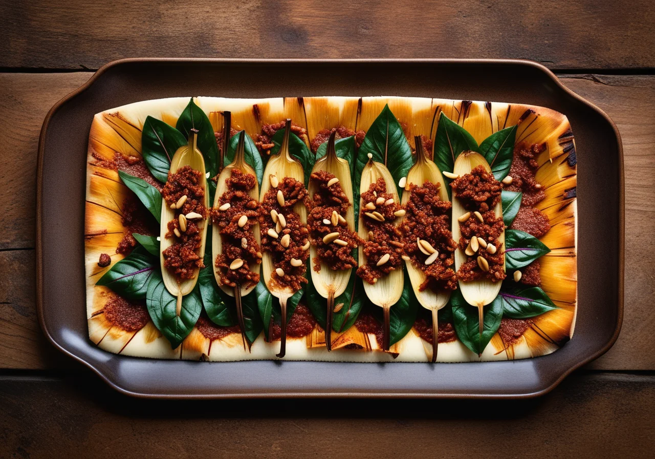 Chicory with Red Pesto and Parmesan