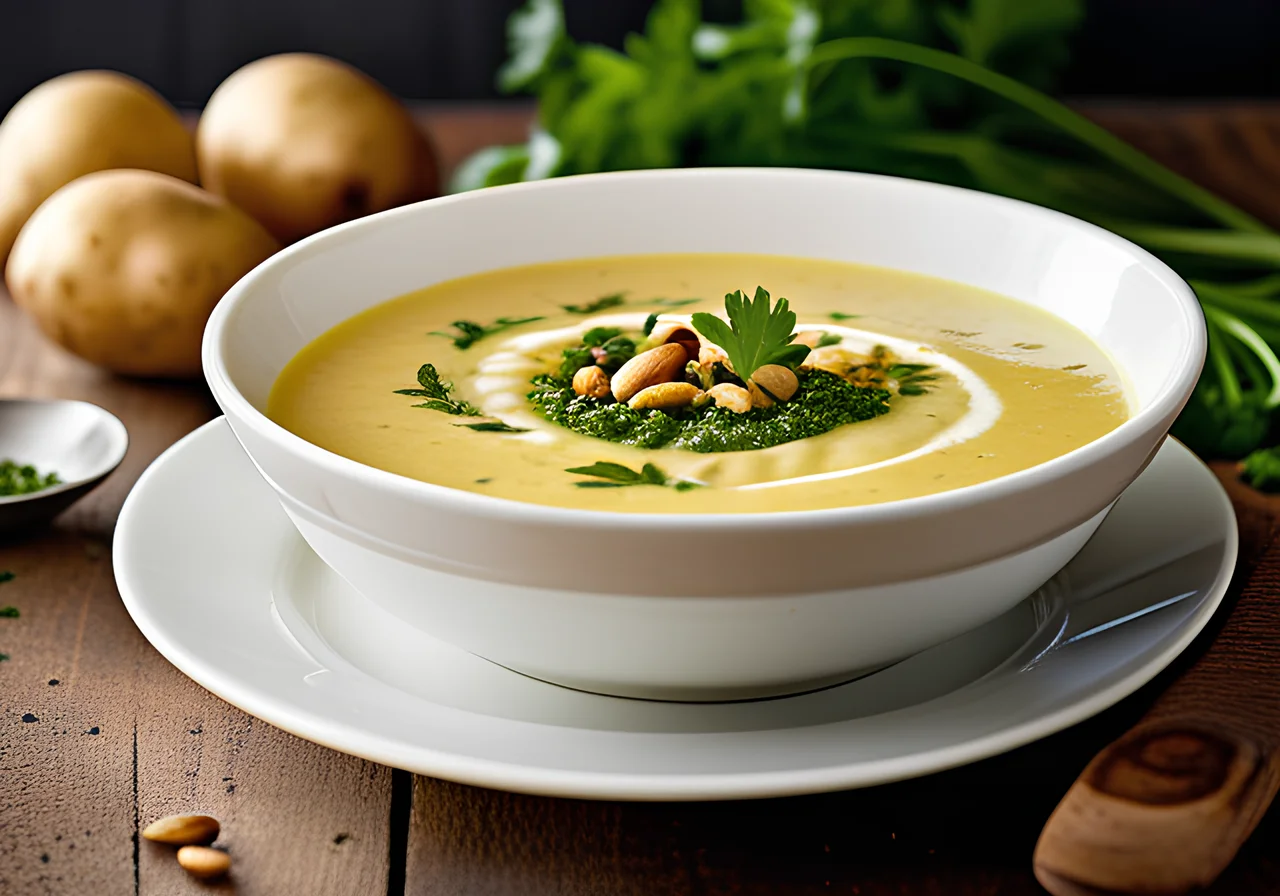 Potato Cream Soup with Parsley Pesto