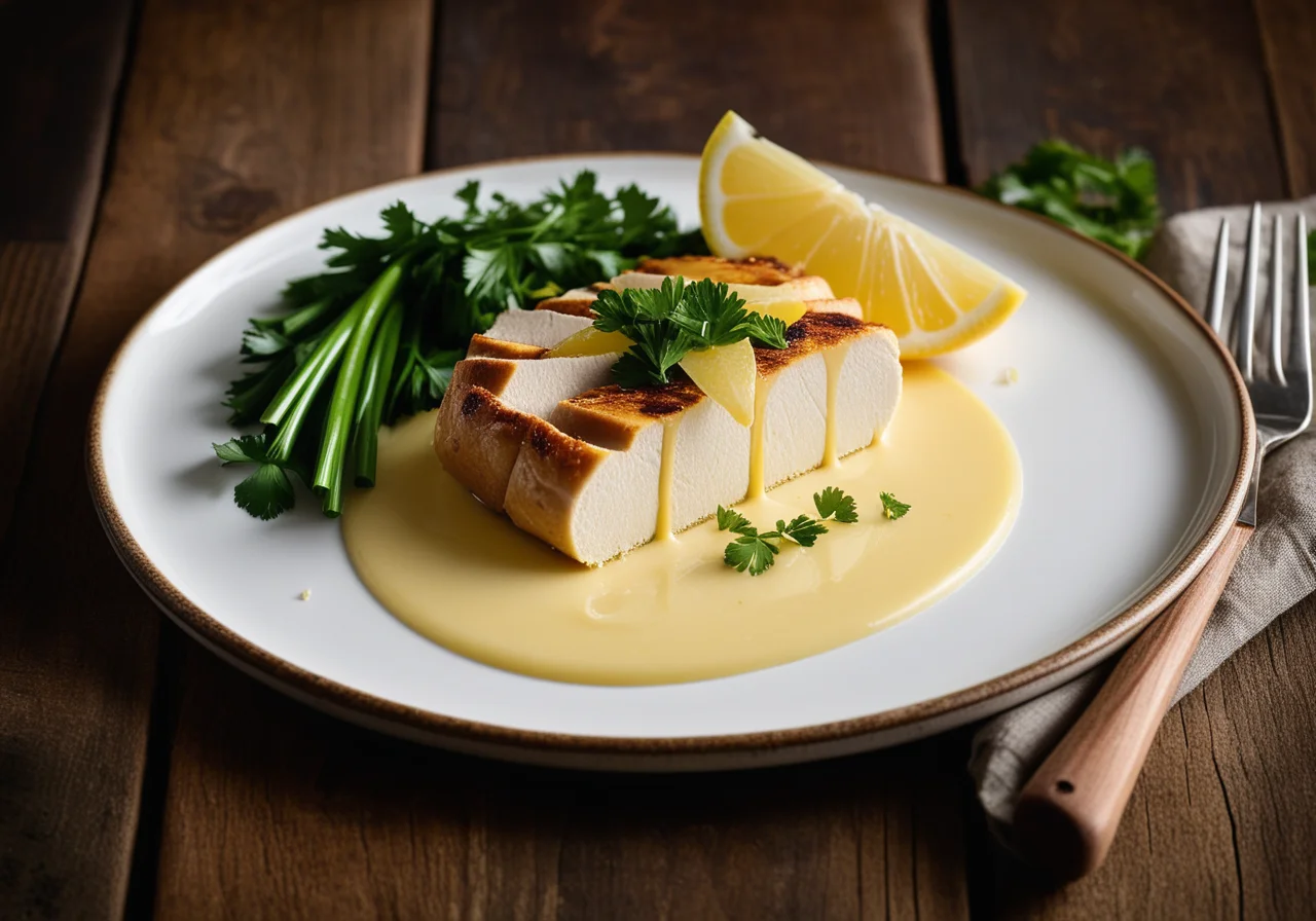 Lemon Chicken with Leek Flan