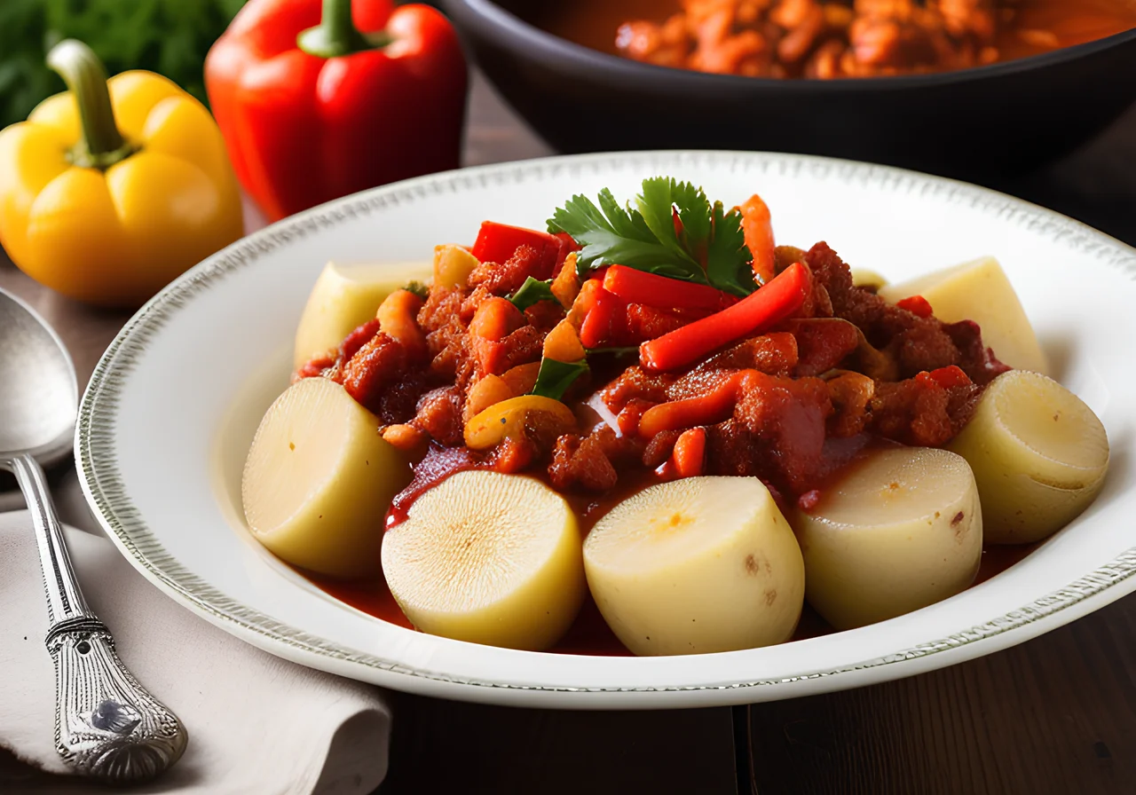 Jackfruit Goulash with Sauerkraut and Potatoes
