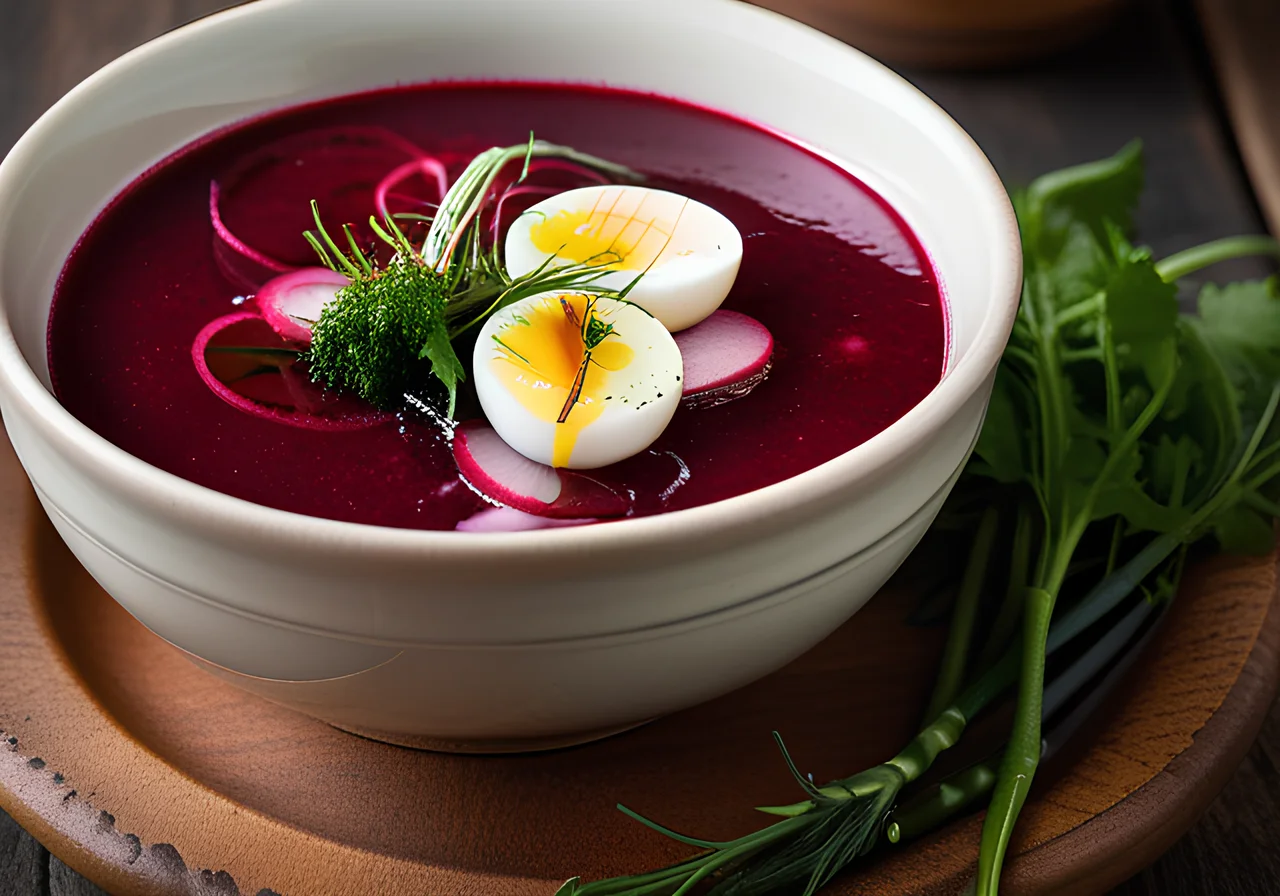 Red Beet Soup with Egg Polish Style
