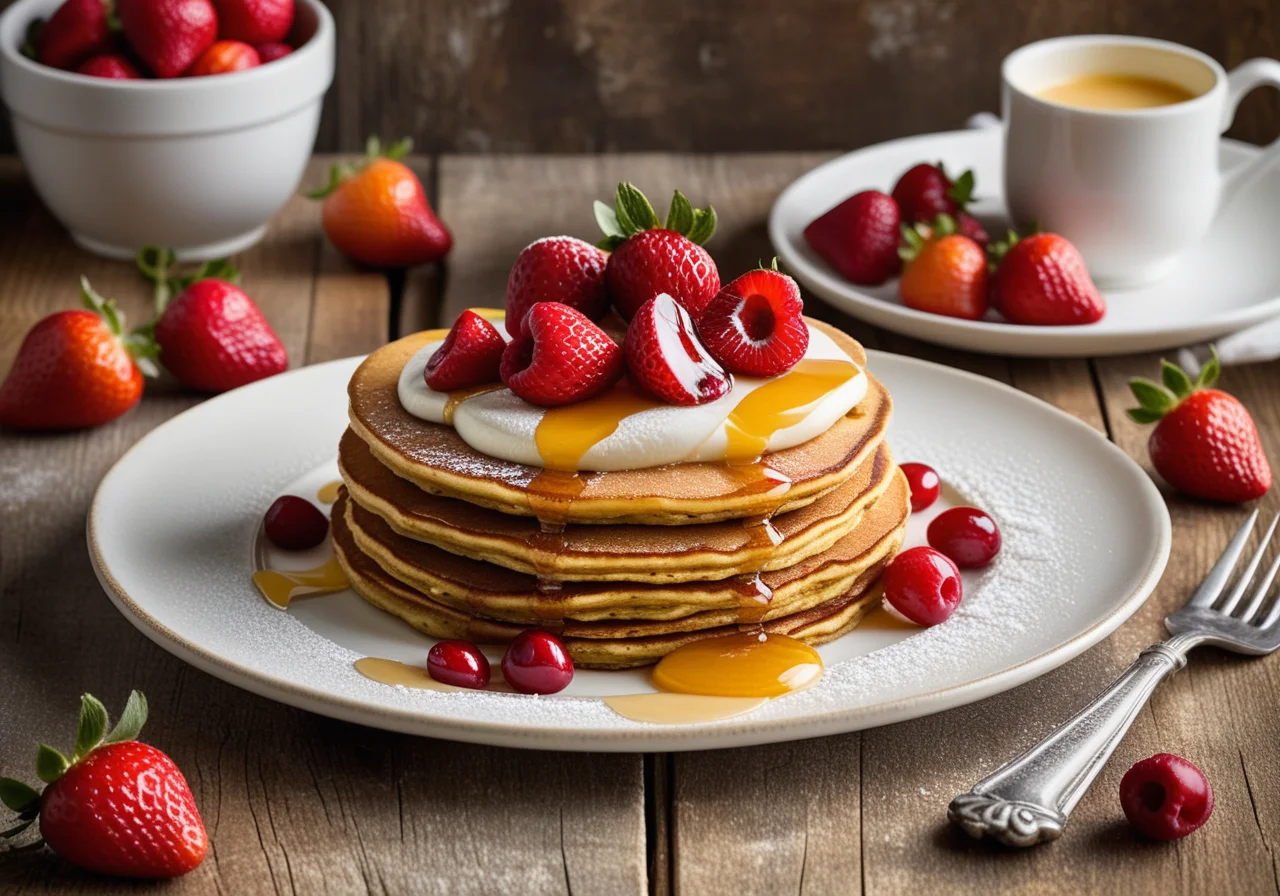 Chocolate Pancakes with Vanilla Quark and Berries