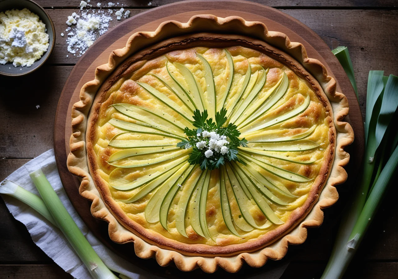 Lauchkuchen mit Feta auf griechische Art
