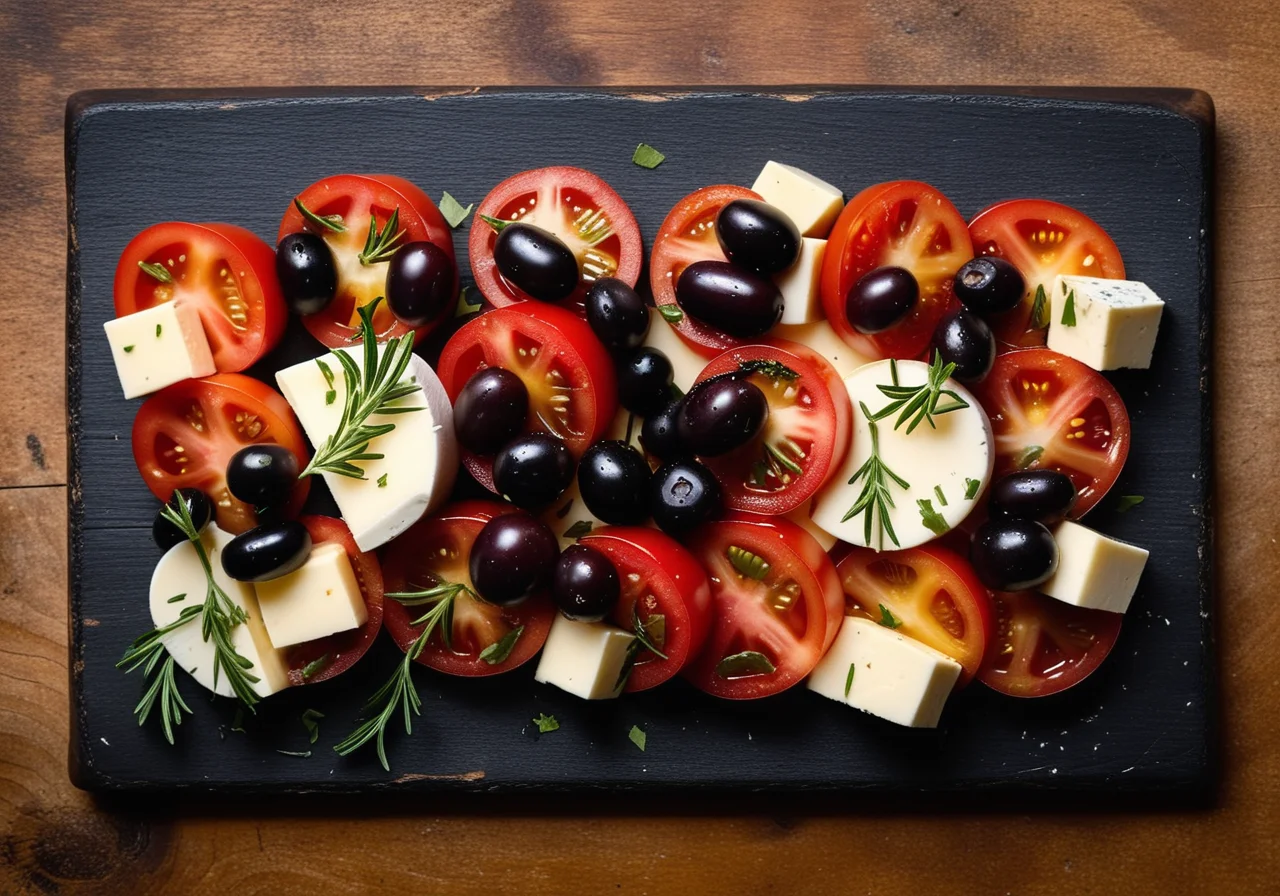 Marinated Tomatoes with Cheese and Olives