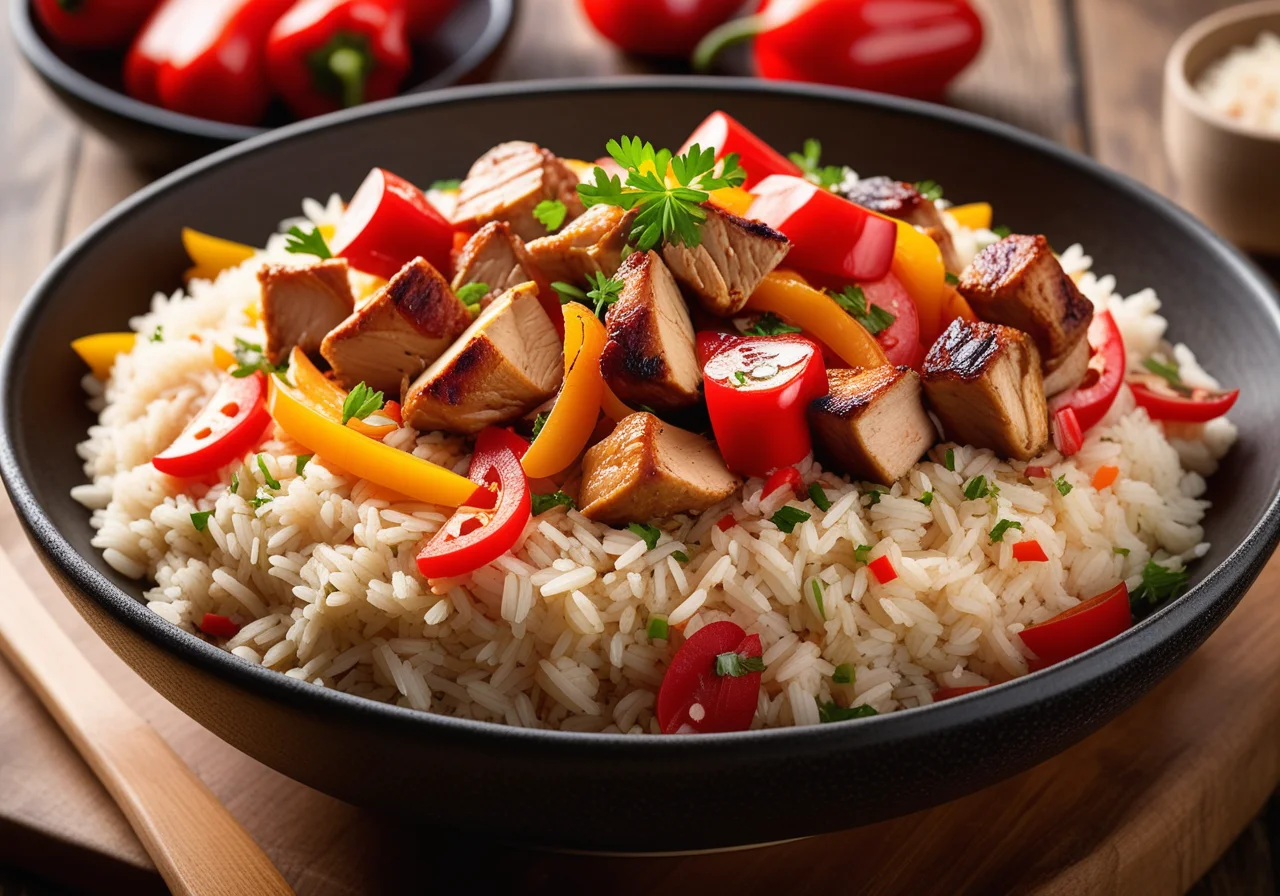One-Pot Rice with Chicken and Bell Pepper