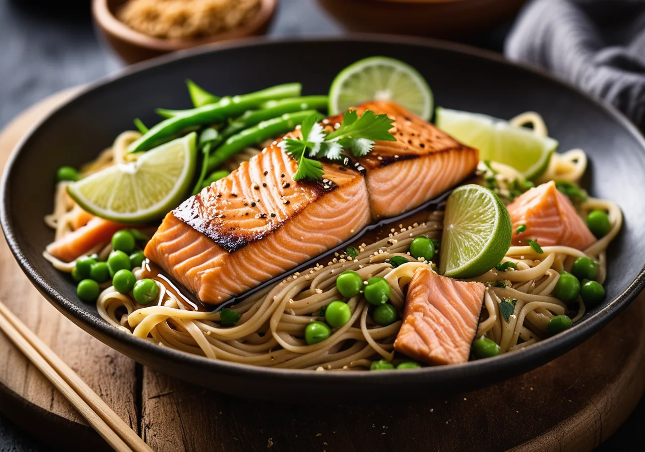 Salmon on Asian Noodles