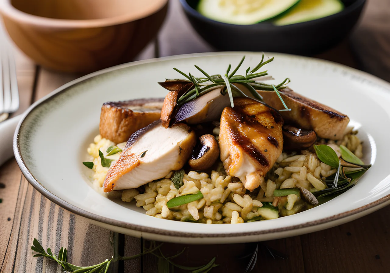 Rice Skillet with Chicken Breast, Zucchini and Sage