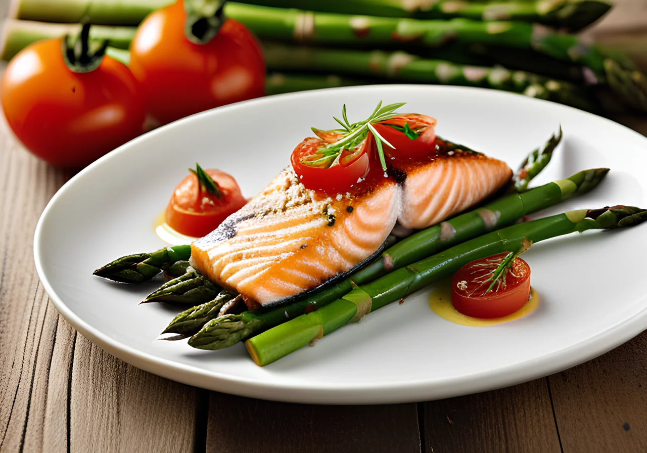 Pan-Seared Salmon on Green Asparagus