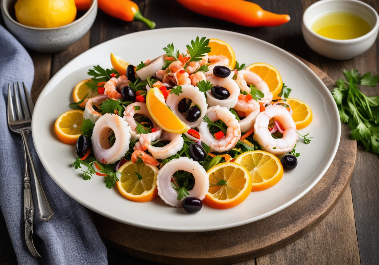 Portuguese-Style Squid Salad with Bell Peppers and Olives