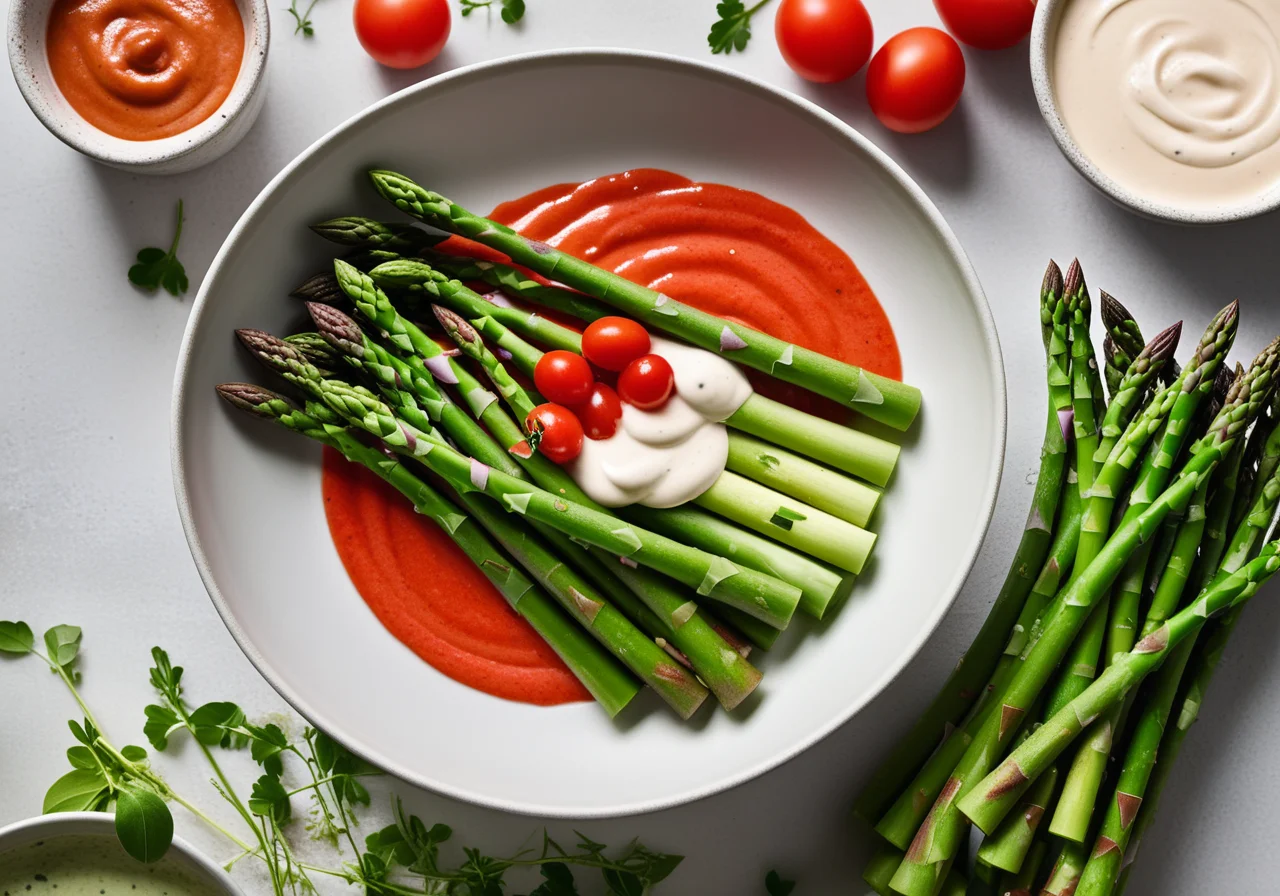Asparagus with Various Dips