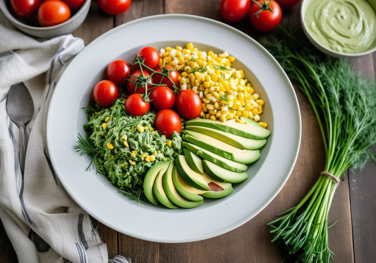 Colorful Salad with Avocado Dressing
