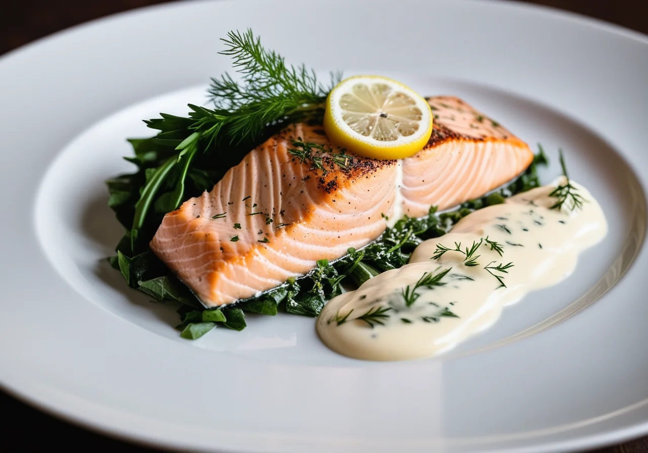 Poached Salmon on Vegetables