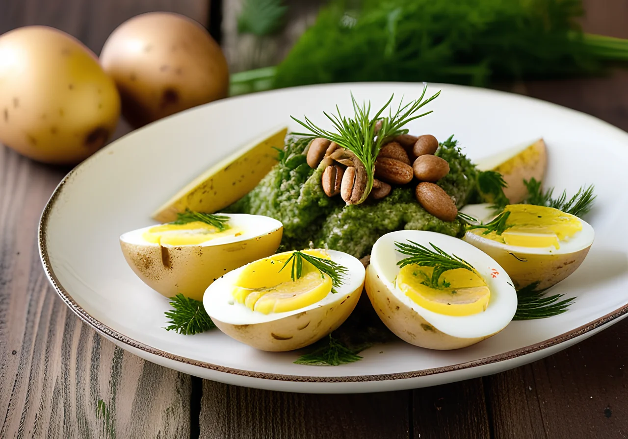 Herb Potato Salad with Egg and Grana Padano Pesto